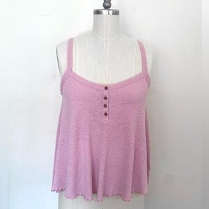 American Eagle Outfitters Light Pink Soft Waffle Tank with Button Front